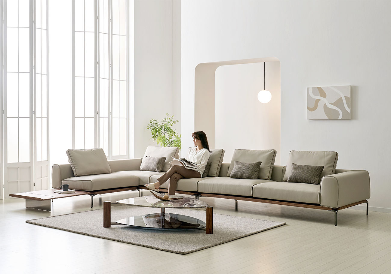 디웰 세미에닐린 소가죽 4인/6인용 코너형 명품 가구 소파