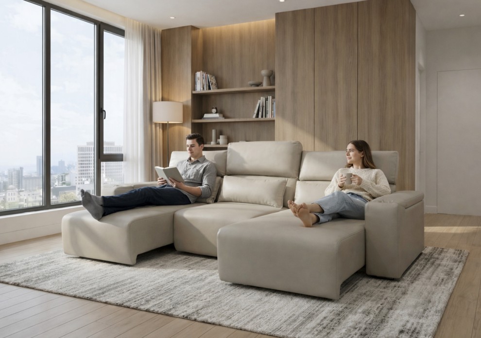 아벨론  4인용 리클라이너 무빙 소파 배드