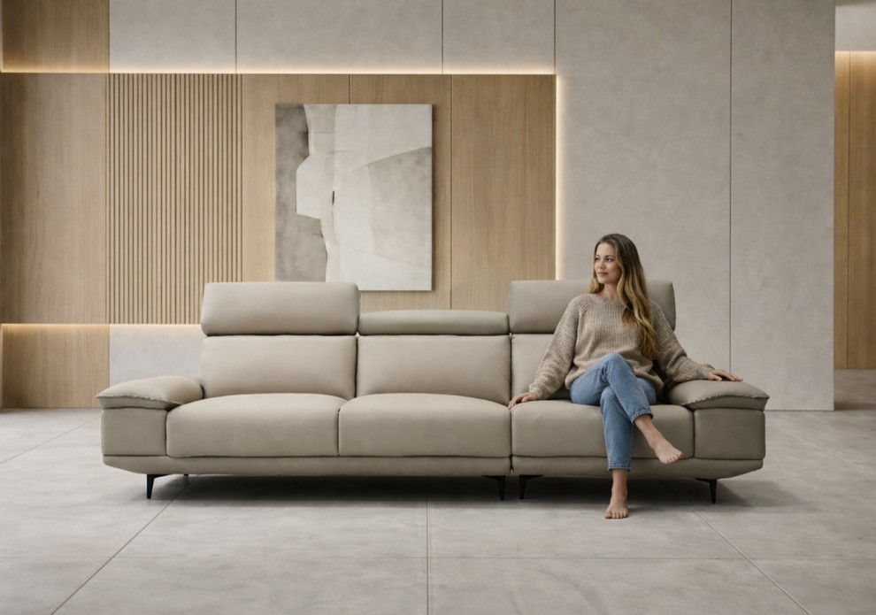 엘리노 천연 소가죽  3인/4인용 소파