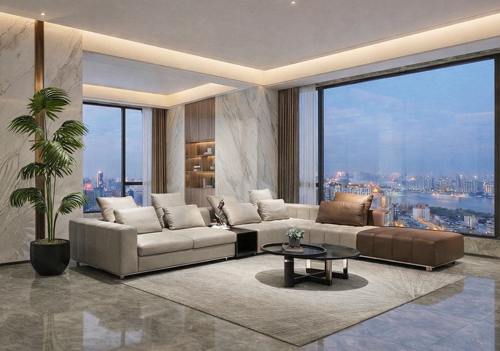 넬로 소가죽 4인/6인용 코너 카우치형 명품 가구 소파