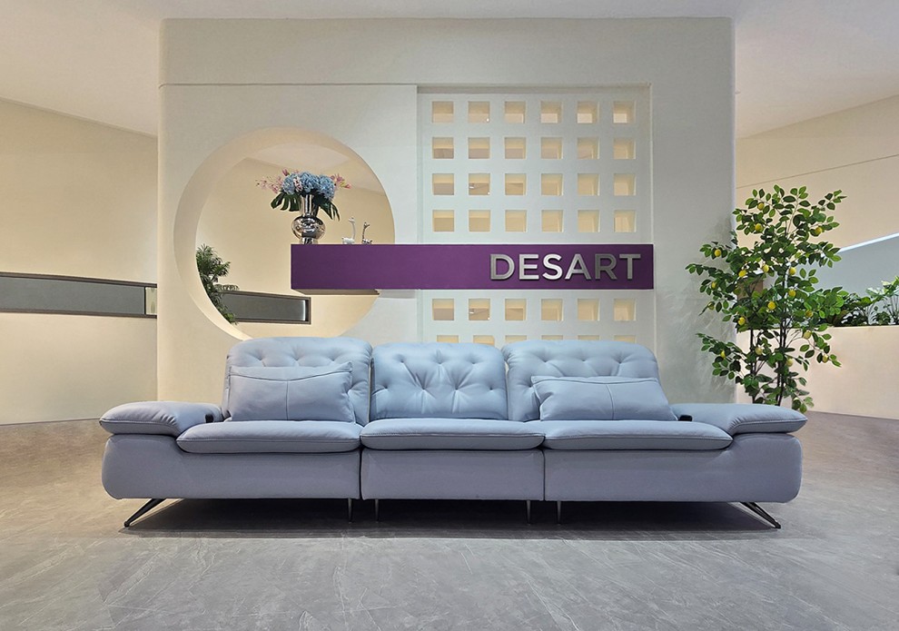 아델라 소가죽 4인용 전동 스윙 소파