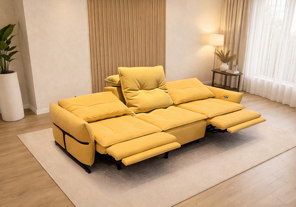 테로 소가죽 4인용 마사지 리클라이너 소파