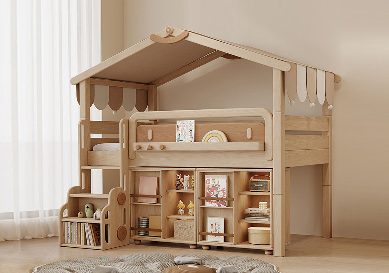 하움 원목 하우스형 벙커 침대 프레임 - 라지슈퍼싱글LSS / 퀸Q