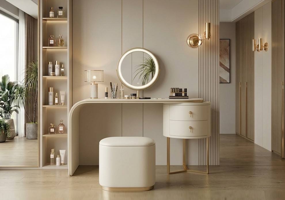 아린 화장대(원형 수납장)