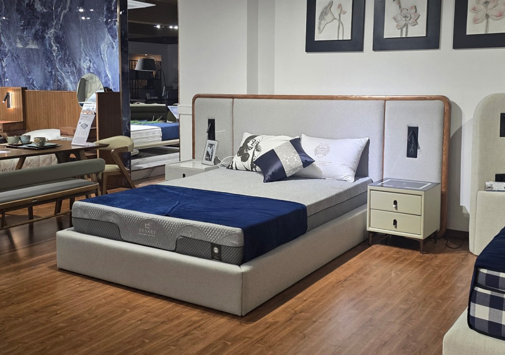 [전시] 모던 패브릭 침대 프레임 - 퀸Q