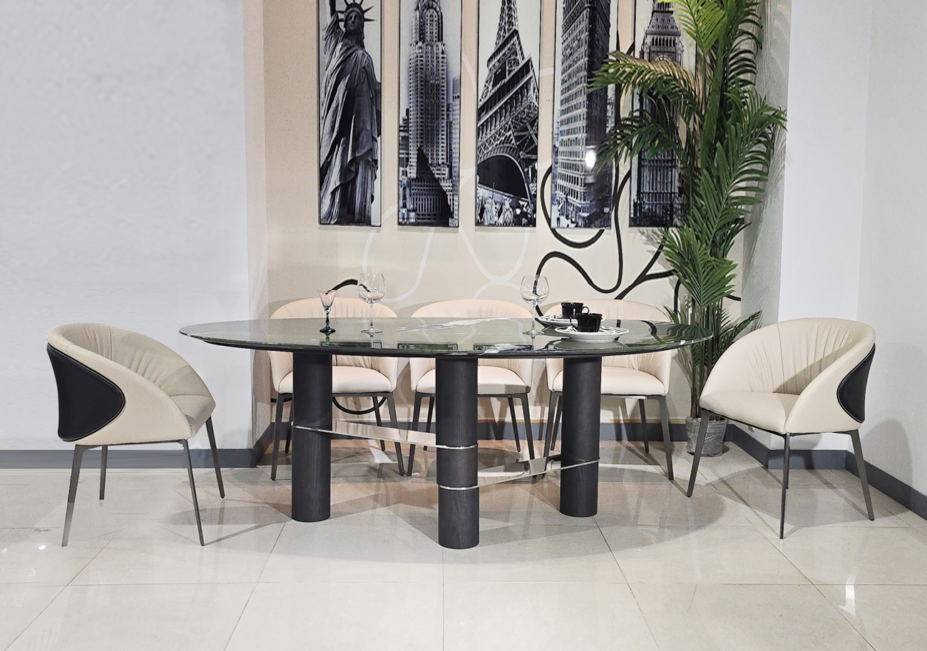 페넷 대리석 타원형 6인/8인용 식탁 세트