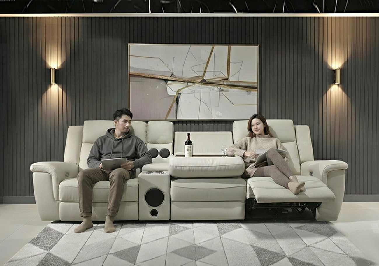 이지프 천연 소가죽 4인용 리클라이너 소파